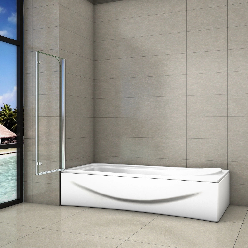 Parete Da Vasca Bagno Sopravasca Due Ante Movibili Pieghevoli Vetro 6 mm Temperato Anticalcare 110x140 cm