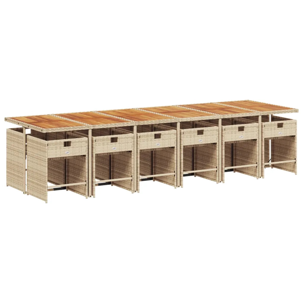 Set da Pranzo da Giardino 13 pz con Cuscini Beige in Polyrattan 3277899