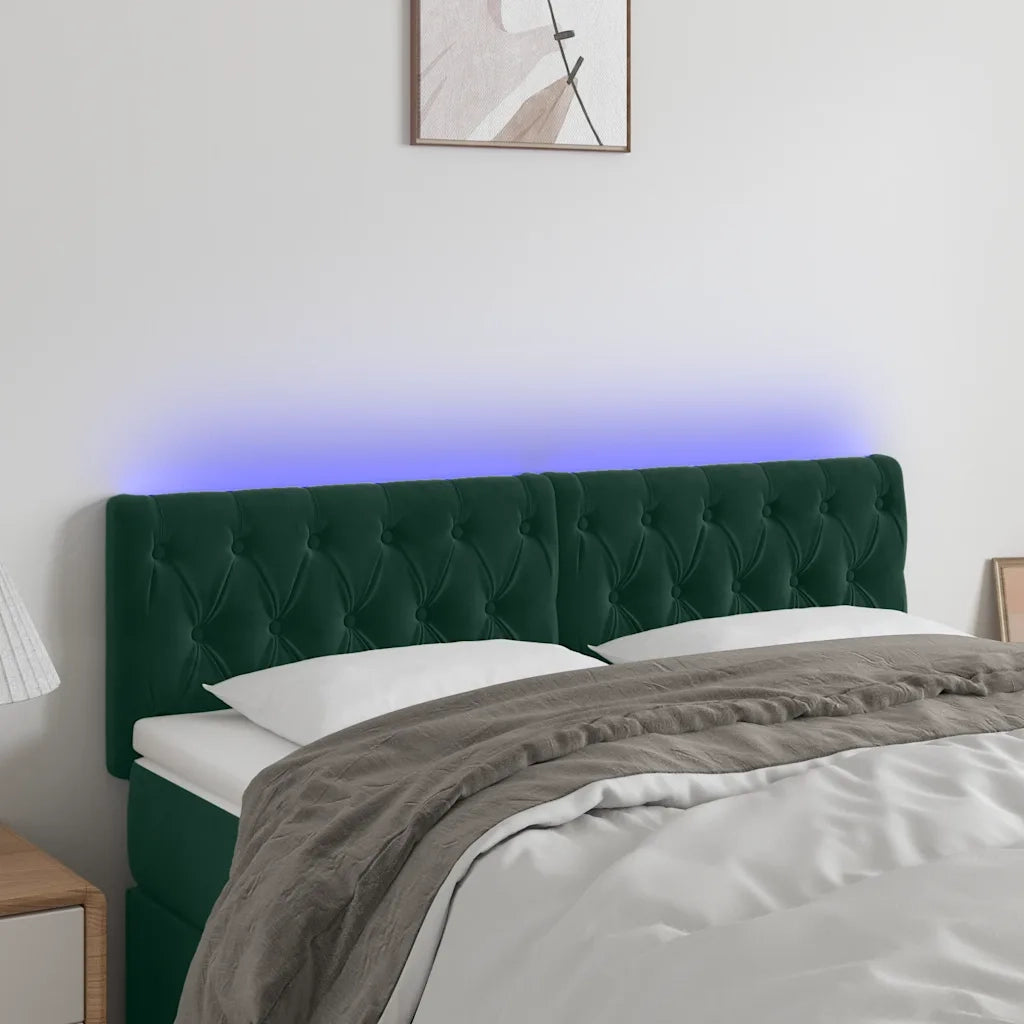 Testiera a LED Verde Scuro 144x7x78/88 cm in Vellutocod mxl 97794