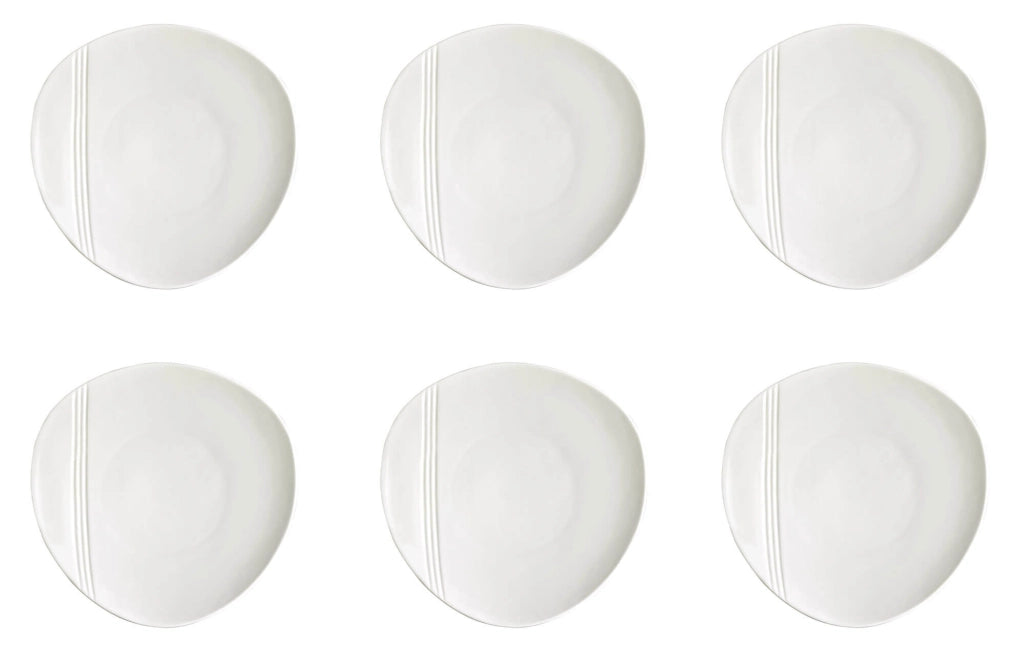 Set 6 Piatti Piani Ø25,5 cm in Porcellana Allluminica Kaleidos Aluxina Miami Bianchi