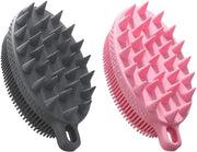 Scrub per corpo 2 in 1 - spazzola per corpo e spazzola per capelli, massaggio capigetto, esfoliante, pulizia profonda della pelle e dei capelli, schiuma bene, facile da pulire, nero e rosa