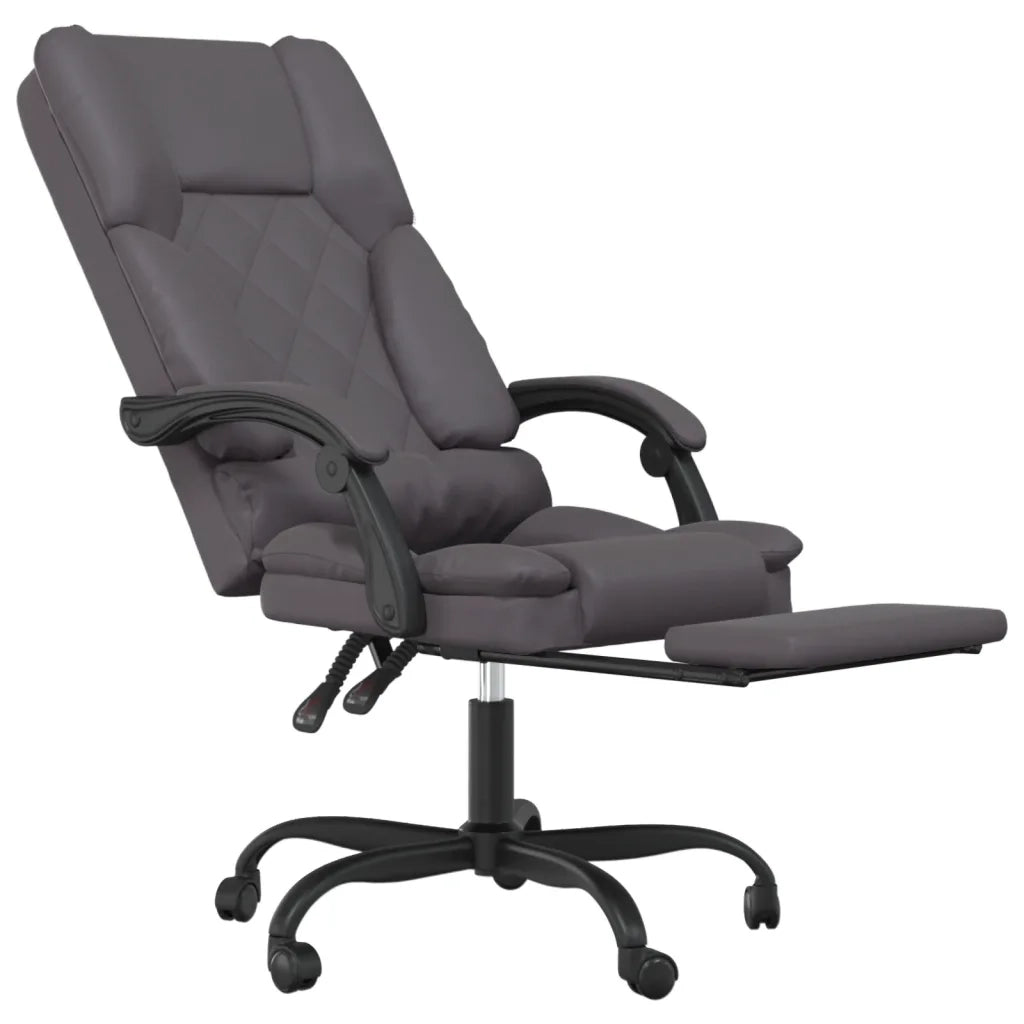 Poltrona da Ufficio Massaggiante | Sedia Relax Reclinabile Grigio Similpelle