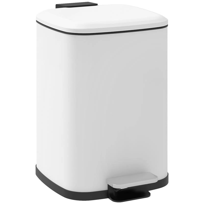 BIDONE IMMONDIZIA DA 12L A PEDALE CON CHIUSURA SILENZIOSA, IN METALLO E PP, 24.5X32X34.5 CM, BIANCO