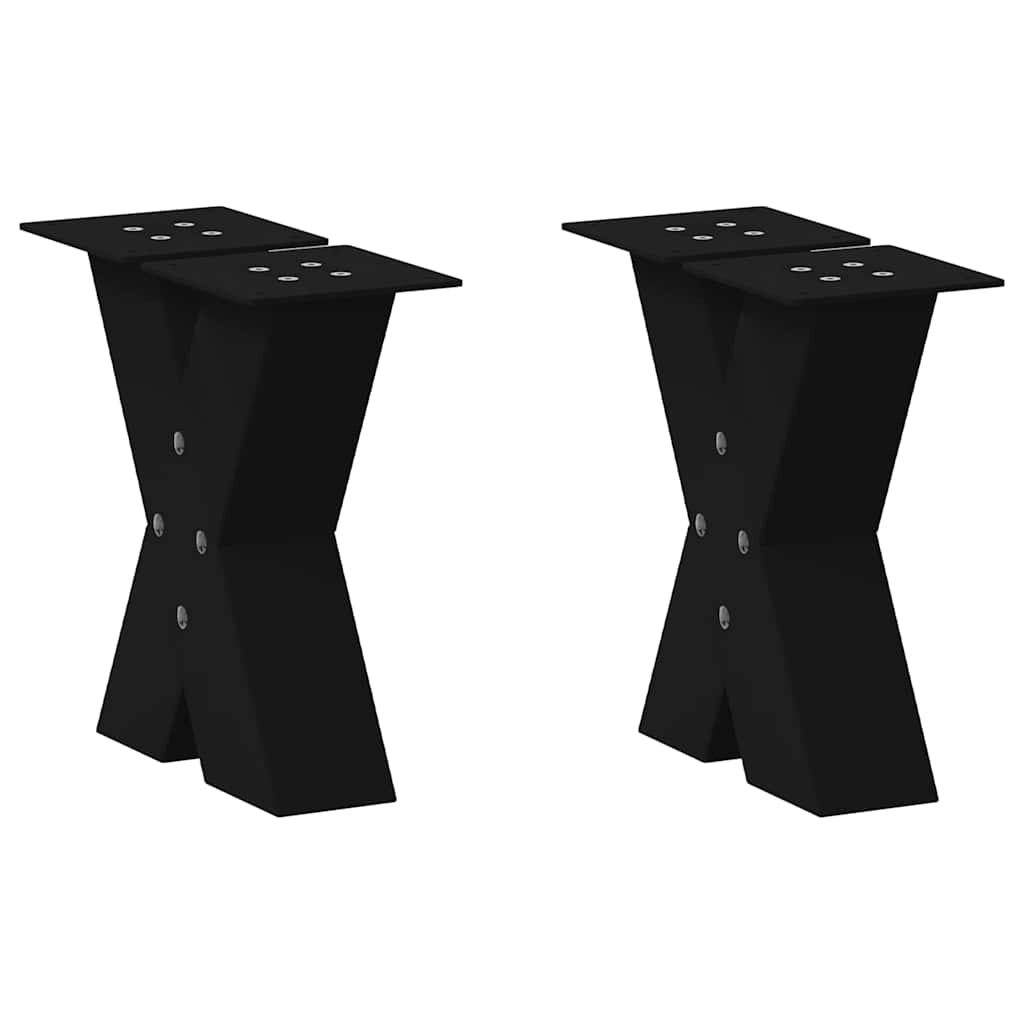Set di 2 gambe per tavolino a forma di X 30 x 30 cm con piedini regolabili design moderno acciaio nero 02_0057200