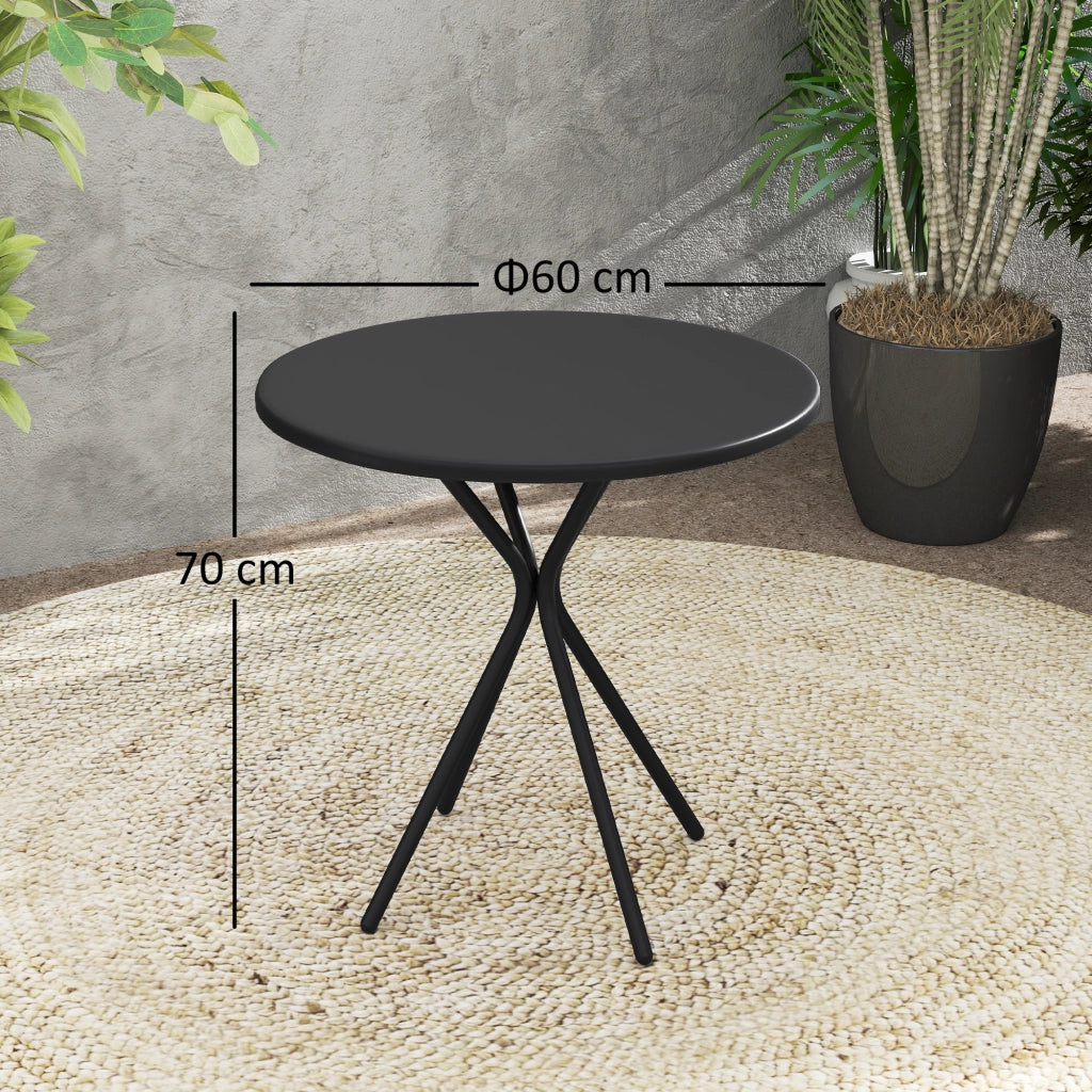 Tavolo da giardino rotondo ¨C zephmum ¨C nero, acciaio, ?60 cm