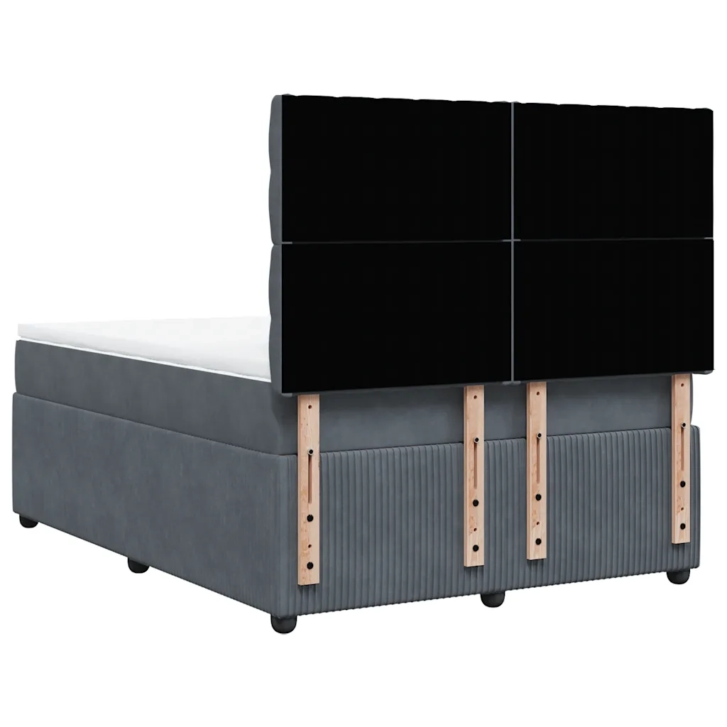Giroletto a Molle con Materasso Grigio Scuro 140x190 cm Velluto