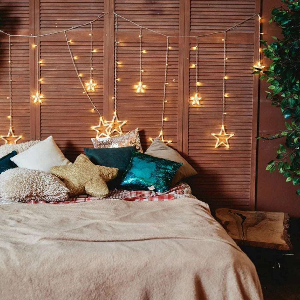 CATENA LUMINOSA STELLA LUCE BIANCO CALDO STELLE LUCI LED NATALE FESTE ADDOBBI
