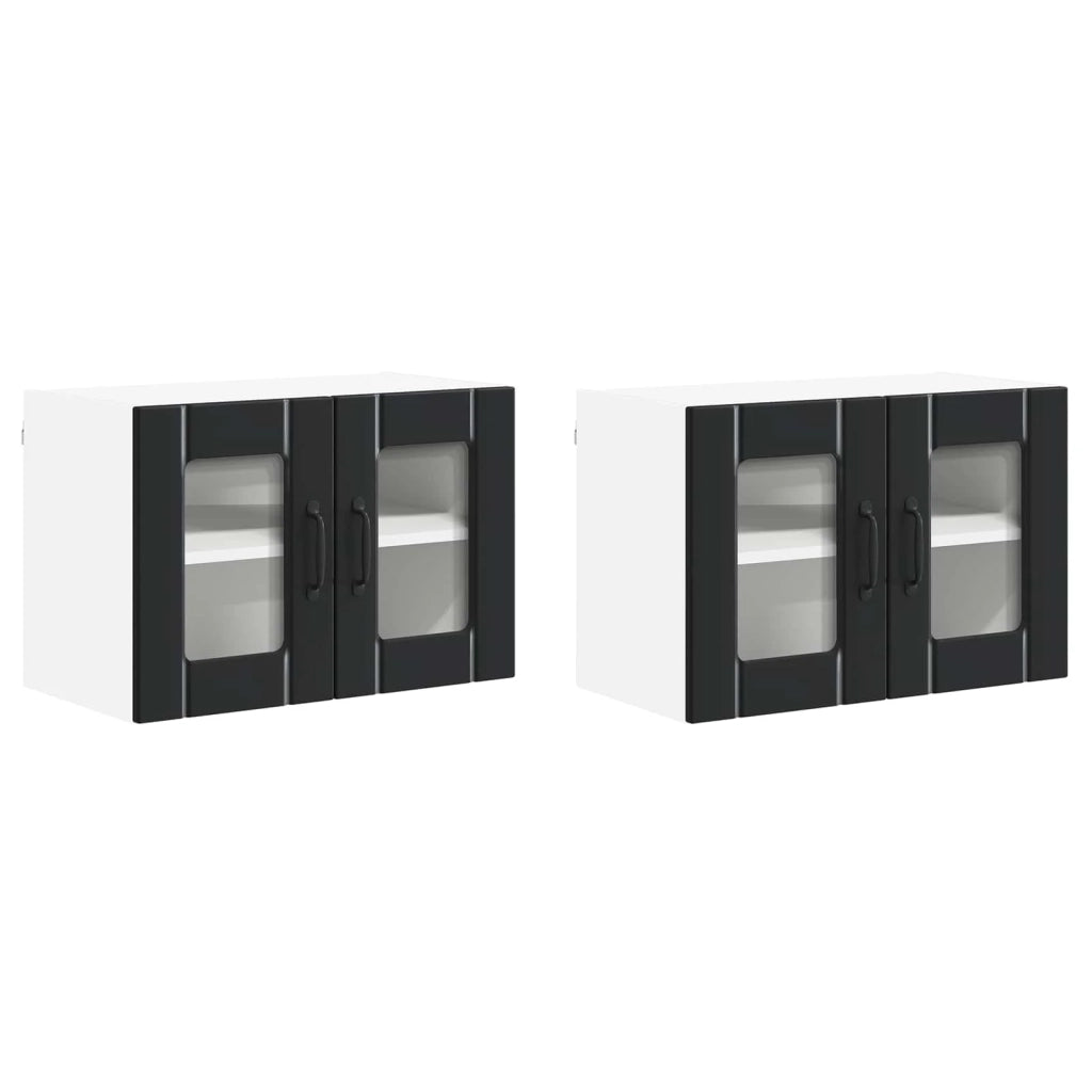Set di 2 pensili da cucina moderni 60 x 31 x 40 cm pratici per riporre oggetti stile pulito legno composito nero 02_0053987