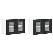 Set di 2 pensili da cucina moderni 60 x 31 x 40 cm pratici per riporre oggetti stile pulito legno composito nero 02_0053987