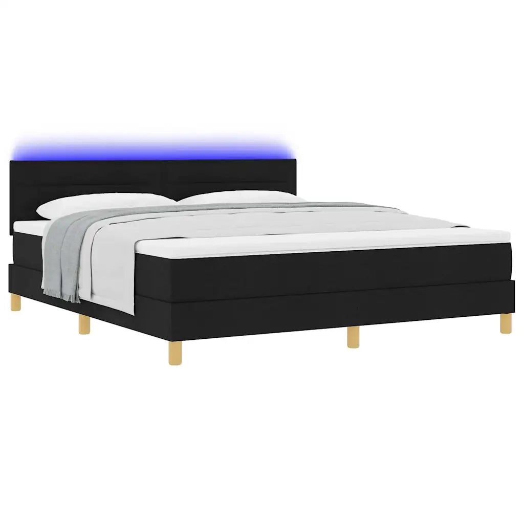Letto a Sorgente LED con materasso Nero 180 x 200 cm Tessuto