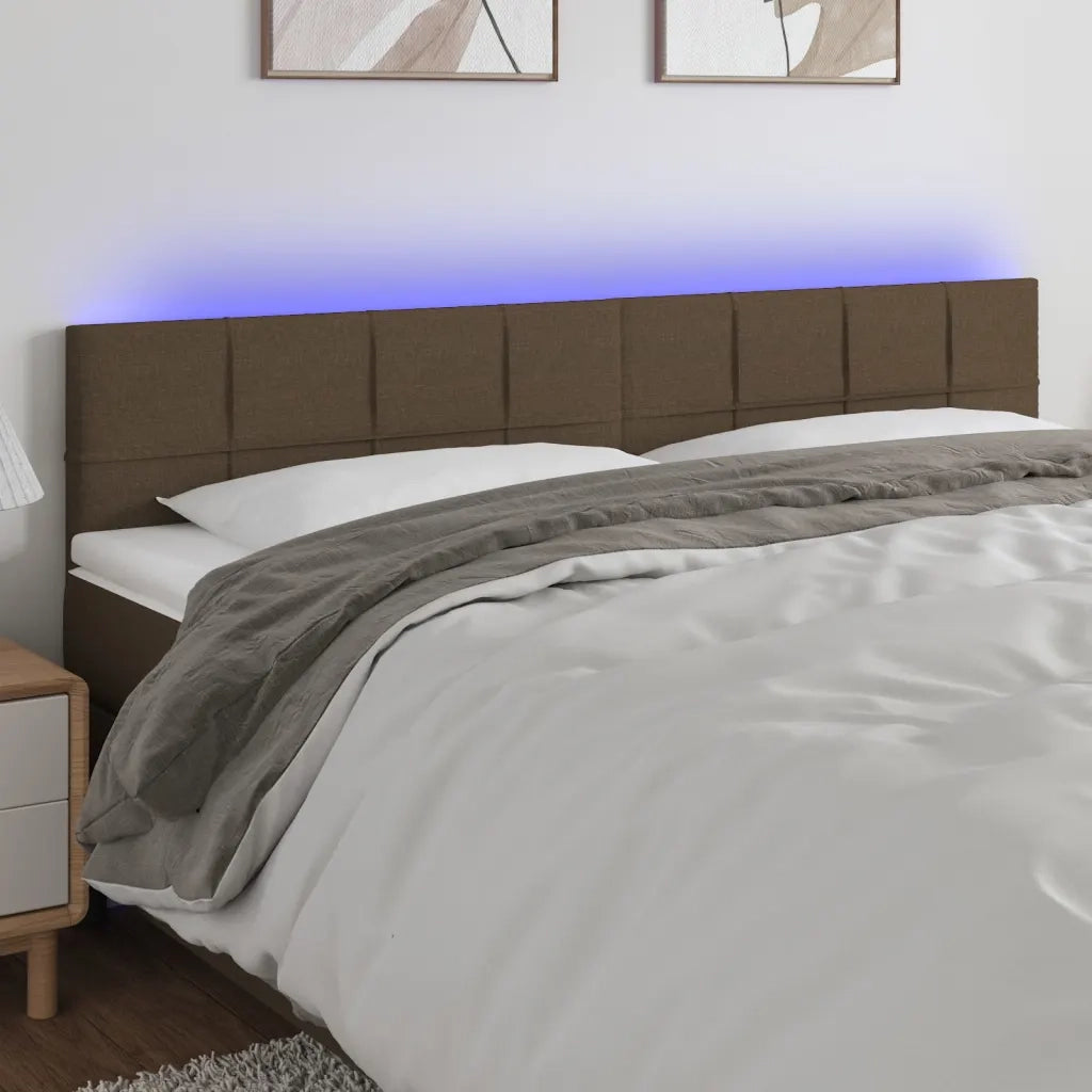 Testiera a LED-Testata con LED Marrone Scuro 180x5x78/88 cm in Tessuto 899244