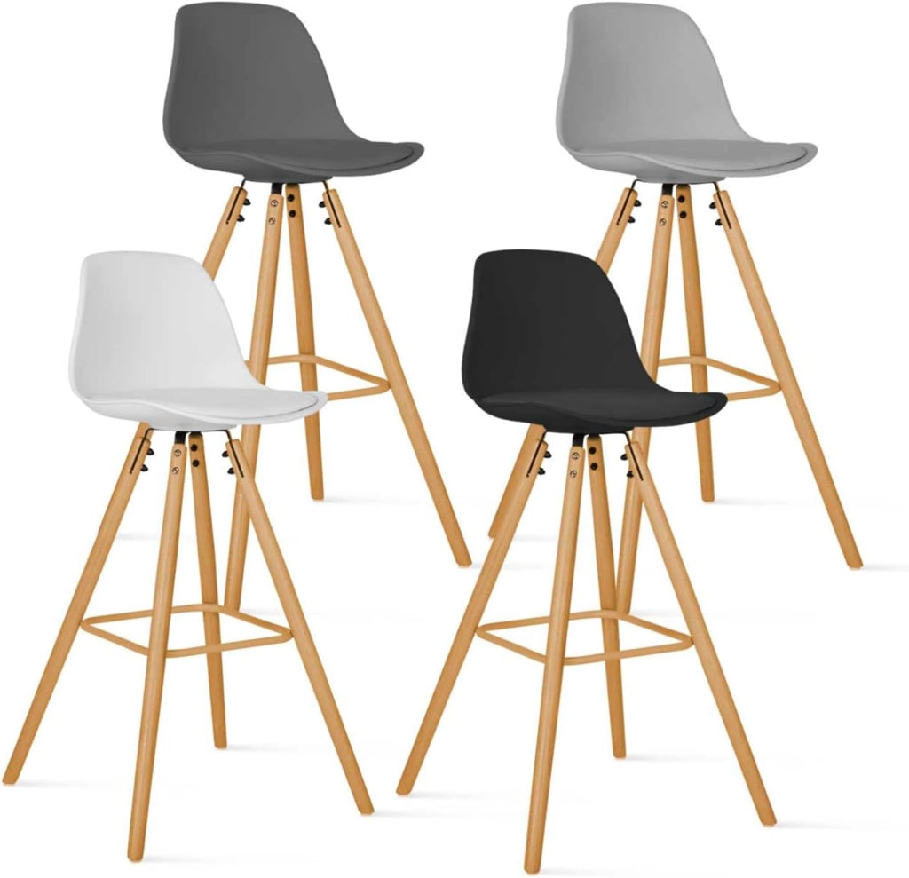 Set di 4 sgabelli da bar SARA in grigio scuro, grigio chiaro, bianco e nero