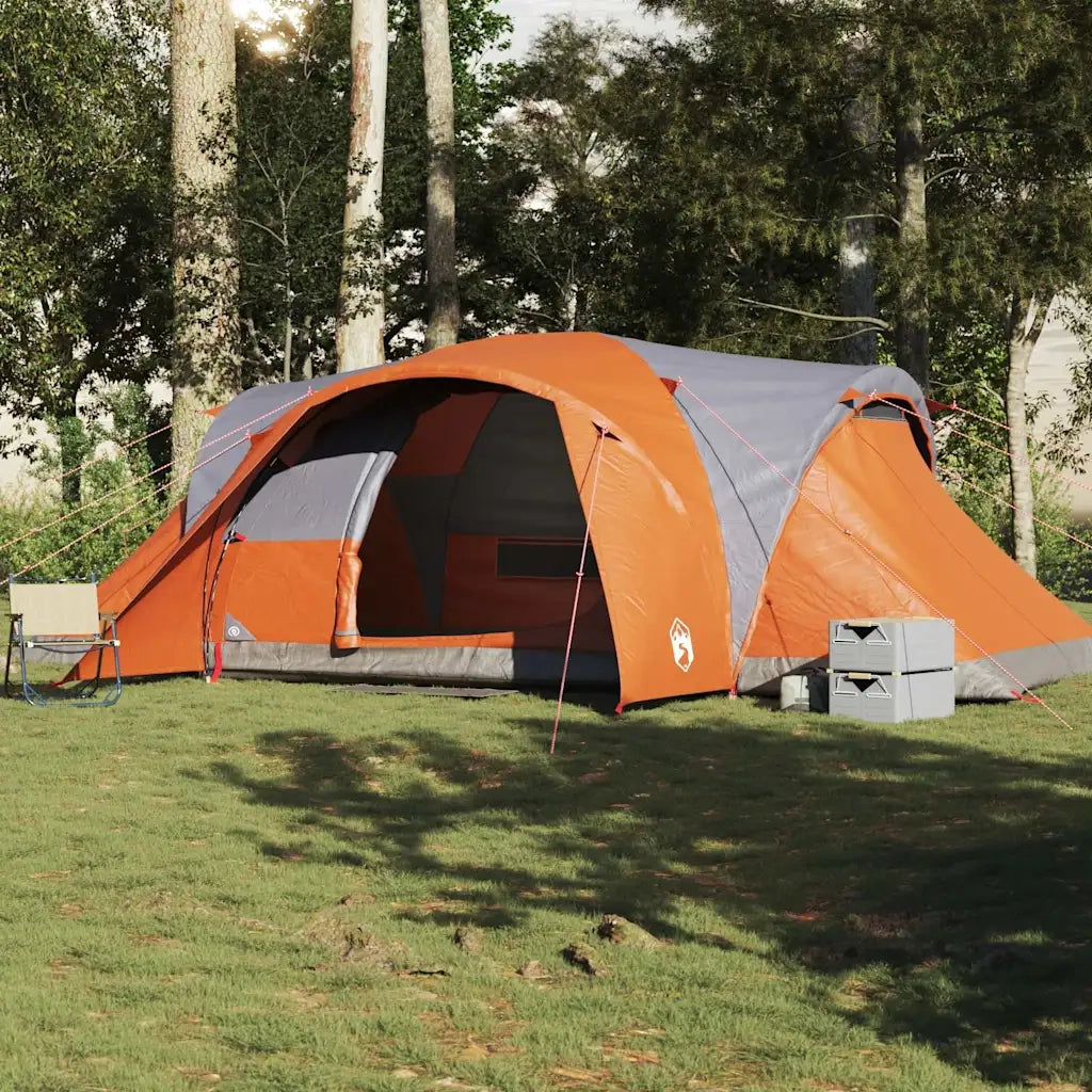 Tenda da Campeggio | Tenda Familiare a Cupola 6 Persone Grigio e Arancione