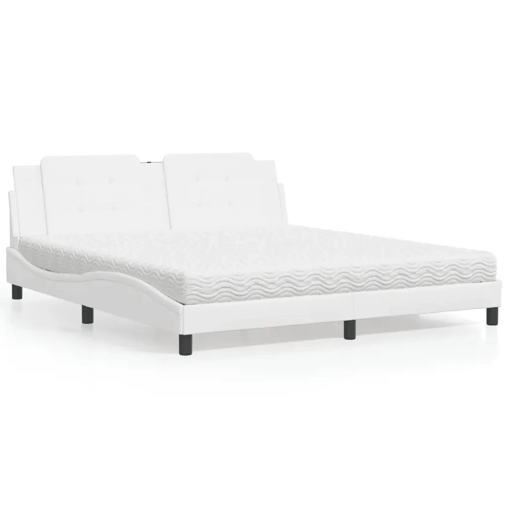 Letto con Materasso Zadar Bianco 180x200 cm in Similpelle