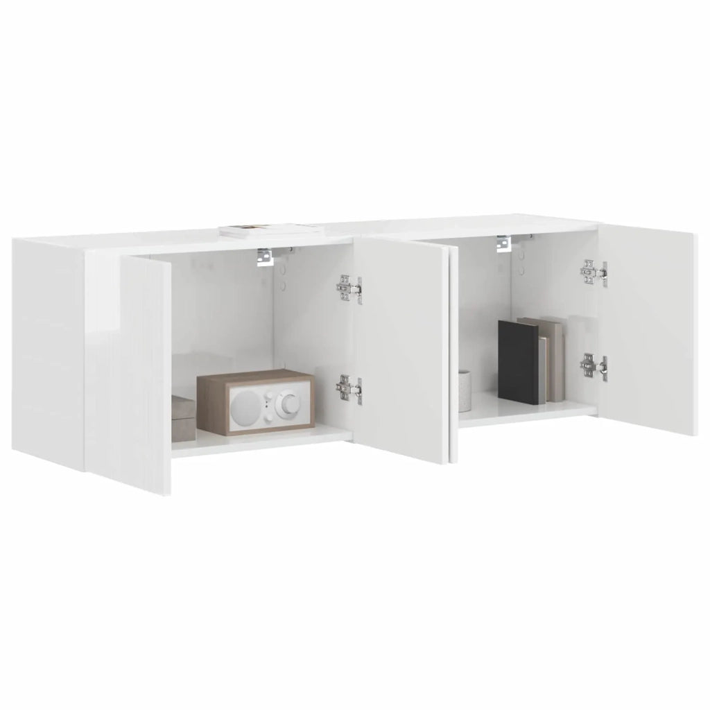 Mobile TV da parete 2 pcs Bianco Lucido 59,5 x 31 x 40 cm 892338