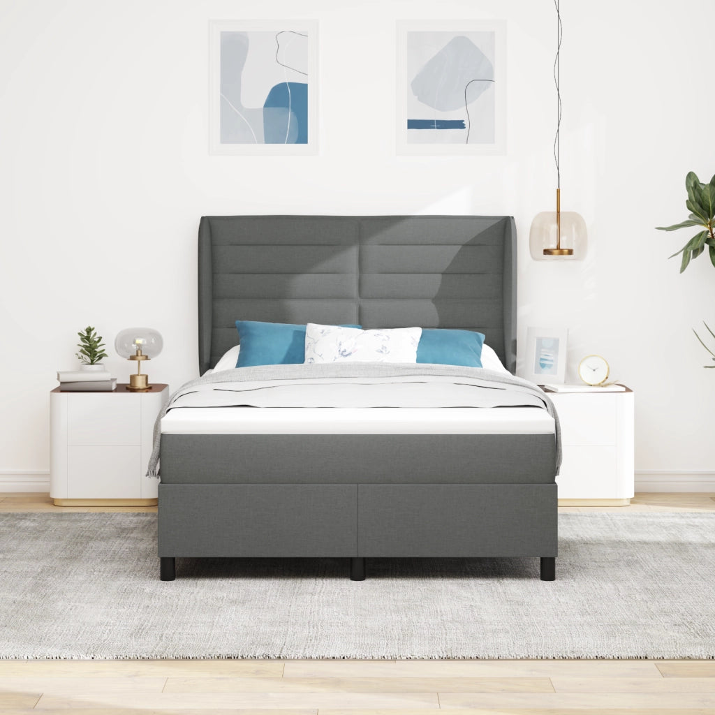 Letto con Contenitore  con Materasso Grigio Scuro 160x200 cm Tessuto