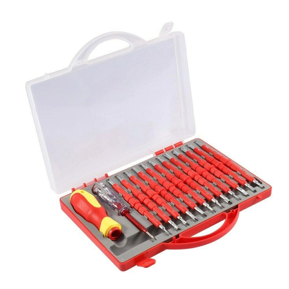 Trade Shop - Kit 26 Pz Cacciaviti Giraviti Per Elettricista Modulari Con Cercafase A.3017 -