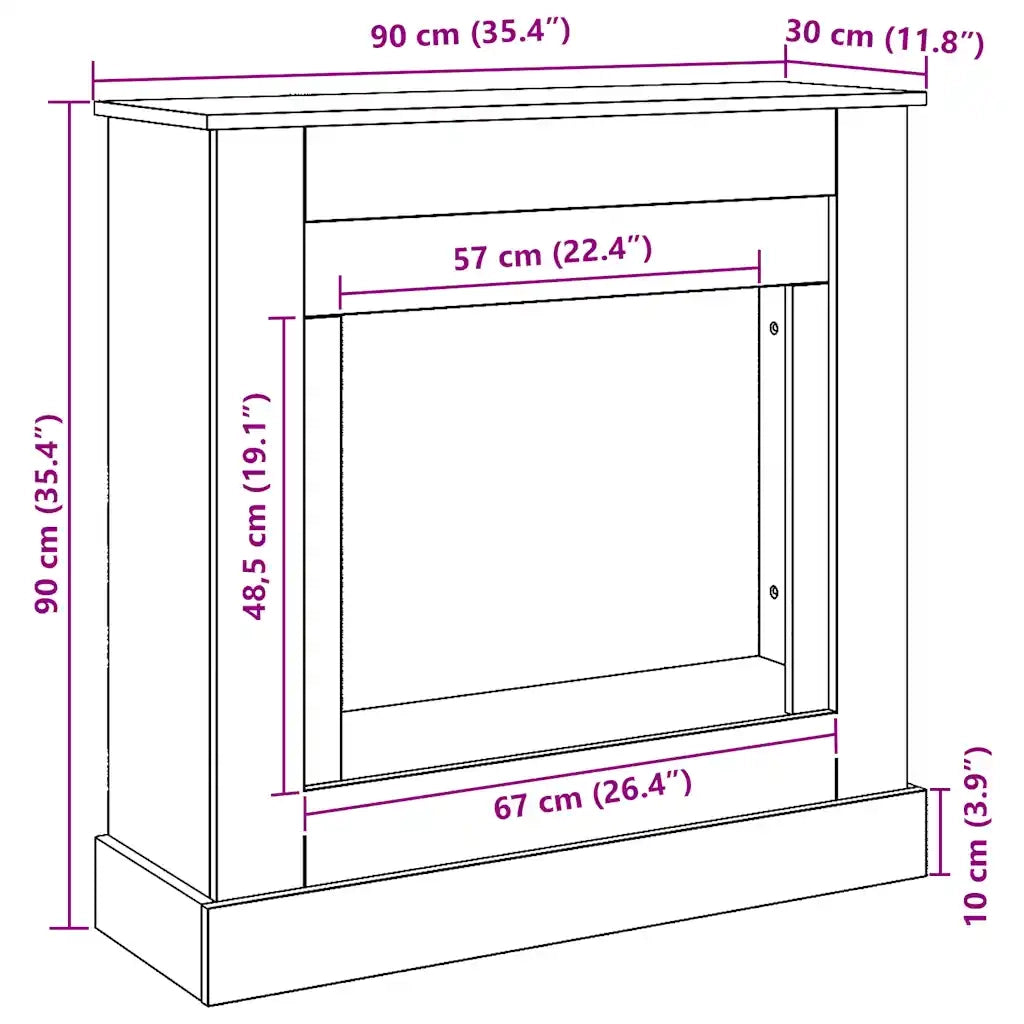 vidaXL Cornice per Camino Rovere Artigianale 90x30x90 cm Truciolato