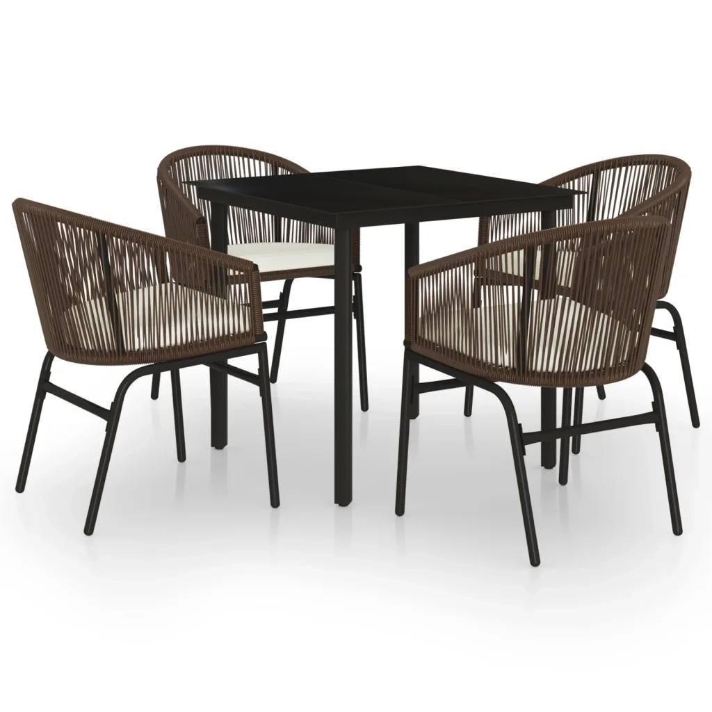 Set Mobili da Pranzo per Giardino 5 pz Marrone cod mxl 38729