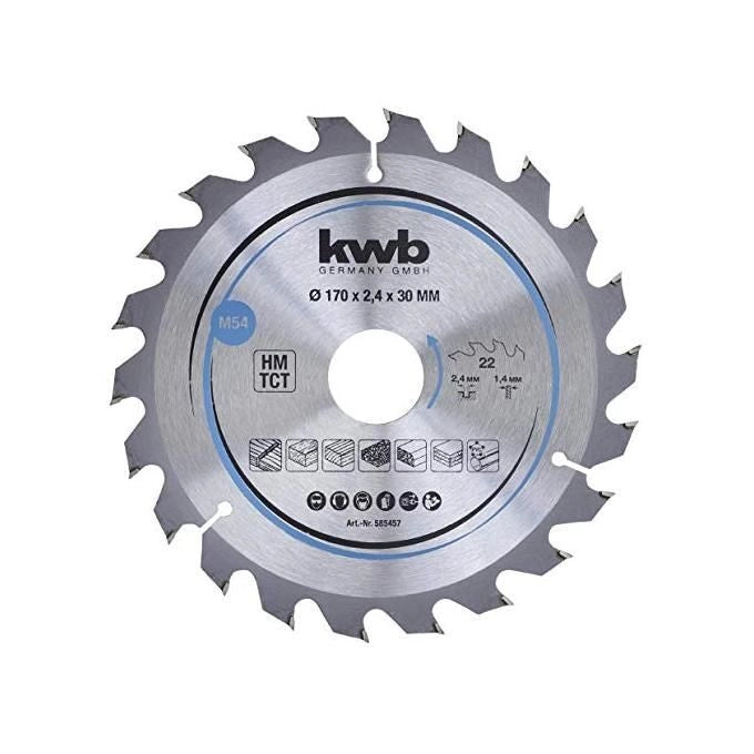 Kwb Lama Per Sega Circolare Truciolare In Legno E Legno Duro 170X30Mm 22 Denti