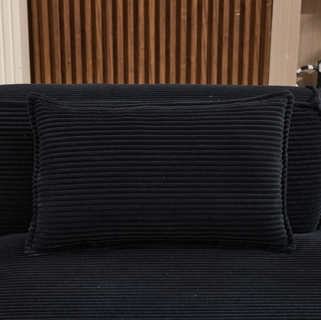 Divano 235x129x70 cm nero in poliestere; design compatto