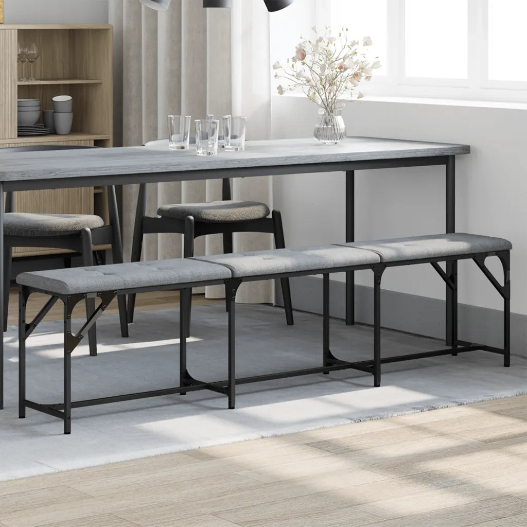 Panca da Pranzo-Sgabello-Panca da Cucina Grigio Chiaro 186x32x45 cm in Acciaio e Tessuto