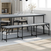Panca da Pranzo-Sgabello-Panca da Cucina Grigio Chiaro 186x32x45 cm in Acciaio e Tessuto