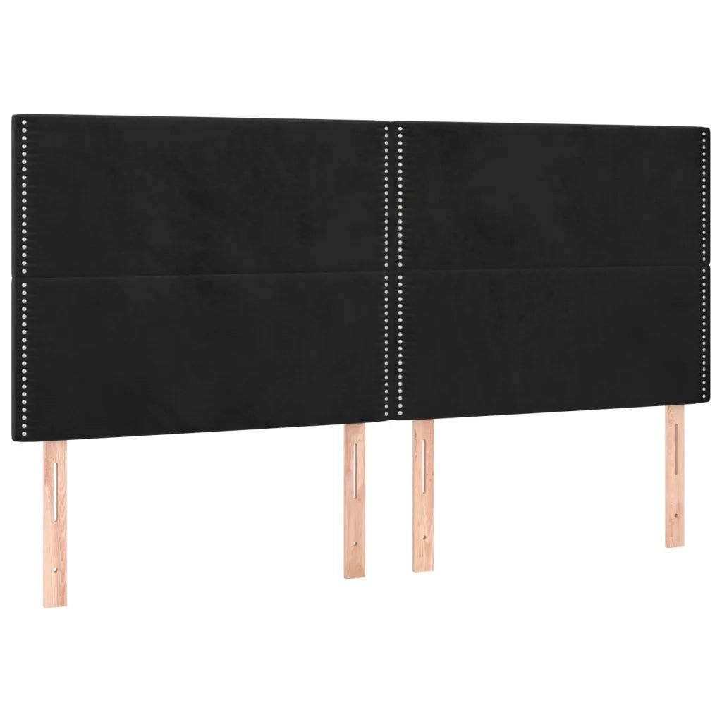 Giroletto a Molle con Materasso Nero 200x200 cm in Velluto