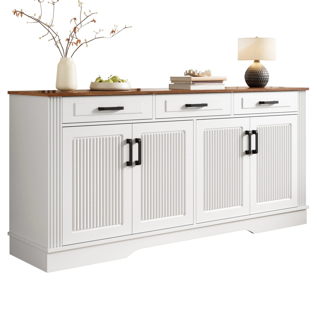 Sideboard bianco in MDF 160 cm con 4 ante e 3 cassetti