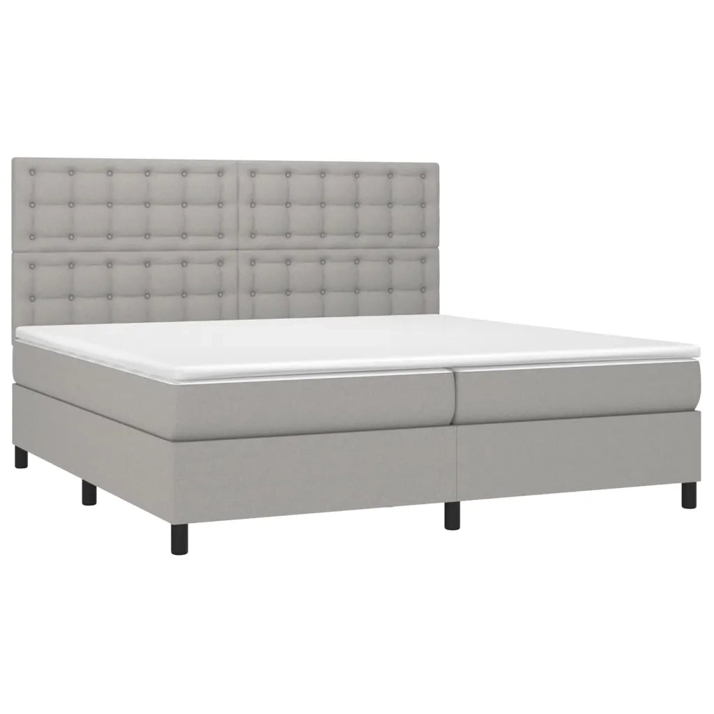 Letto a Molle Materasso e LED Grigio Chiaro 200x200 cm Tessuto 3135221