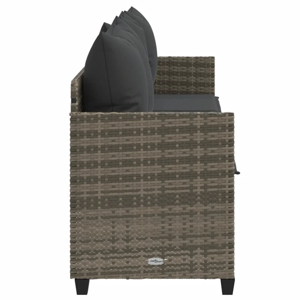 Lettino Prendisole con Cuscini GrigioÂ in Polyrattan