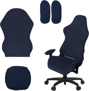 Copertura per sedia da gioco set 4 pezzi blu marino | Copertura antiscivolo per sedia da ufficio | Resistente con braccioli | Copertura per schienale per sedia da ufficio computer da corsa.
