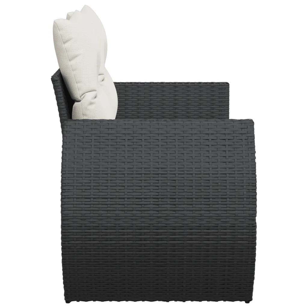 Divano da Giardino con Cuscini a 2 Posti-Sofa da Giardino-Divano da esterno Nero in Polyrattan 148875