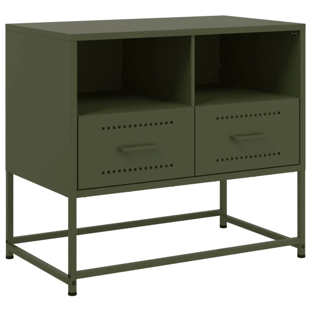 Mobile TV multimediale mensola TV credenza TV sala da pranzo soggiorno camera da letto verde oliva 68 x 39 x 60,5 cm acciaio verde 02_0028270