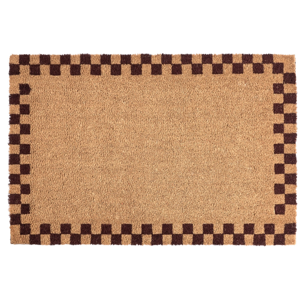 Zerbino in fibra di cocco beige/rosso con fondo antiscivolo, 60 x 90 cm. Zerbino decorativo antiscivolo a tinta unita