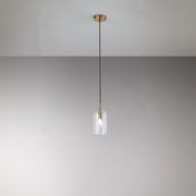 Sospensione Contemporanea Coro Metallo Oro Spazzolato Vetro 1 Luce E14