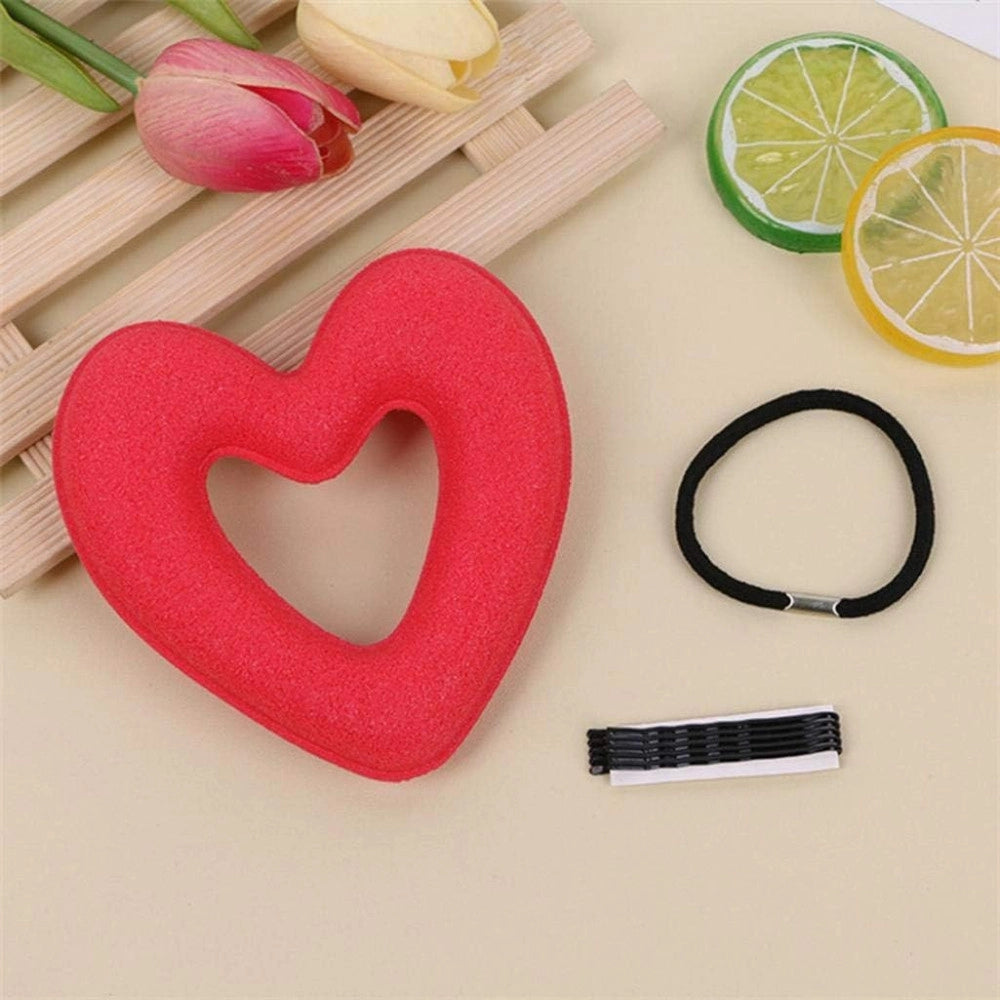 Trade Shop - Chignon A Forma Di Cuore Con 5 Forcine E 2 Codini Per Capelli Acconciatura Moda -