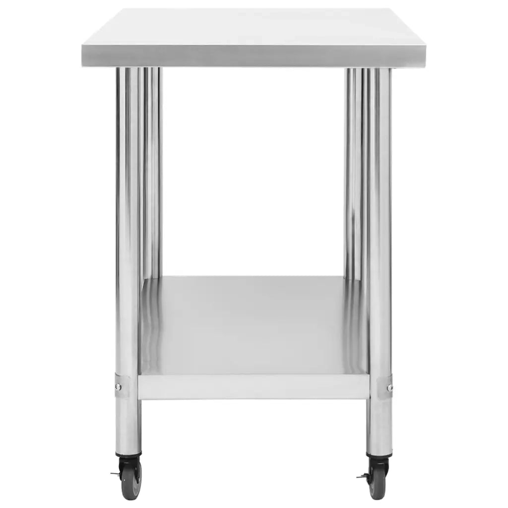 Tavolo da Lavoro Cucina con Ruote 80x60x85 cm in Acciaio Inox cod mxl 75366