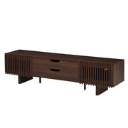Mobile TV con 2 cassetti e 2 ante a lamelle - 180x40x45 cm - in MDF - noce scuro