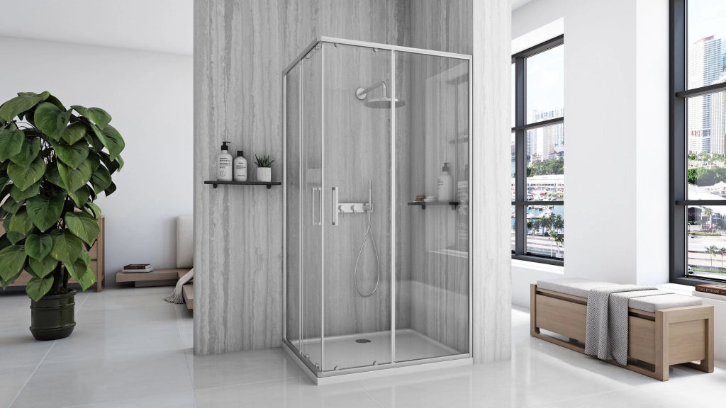 Cabina Doccia Rea City 80x100 Nickel Brush con piatto doccia Savoy
