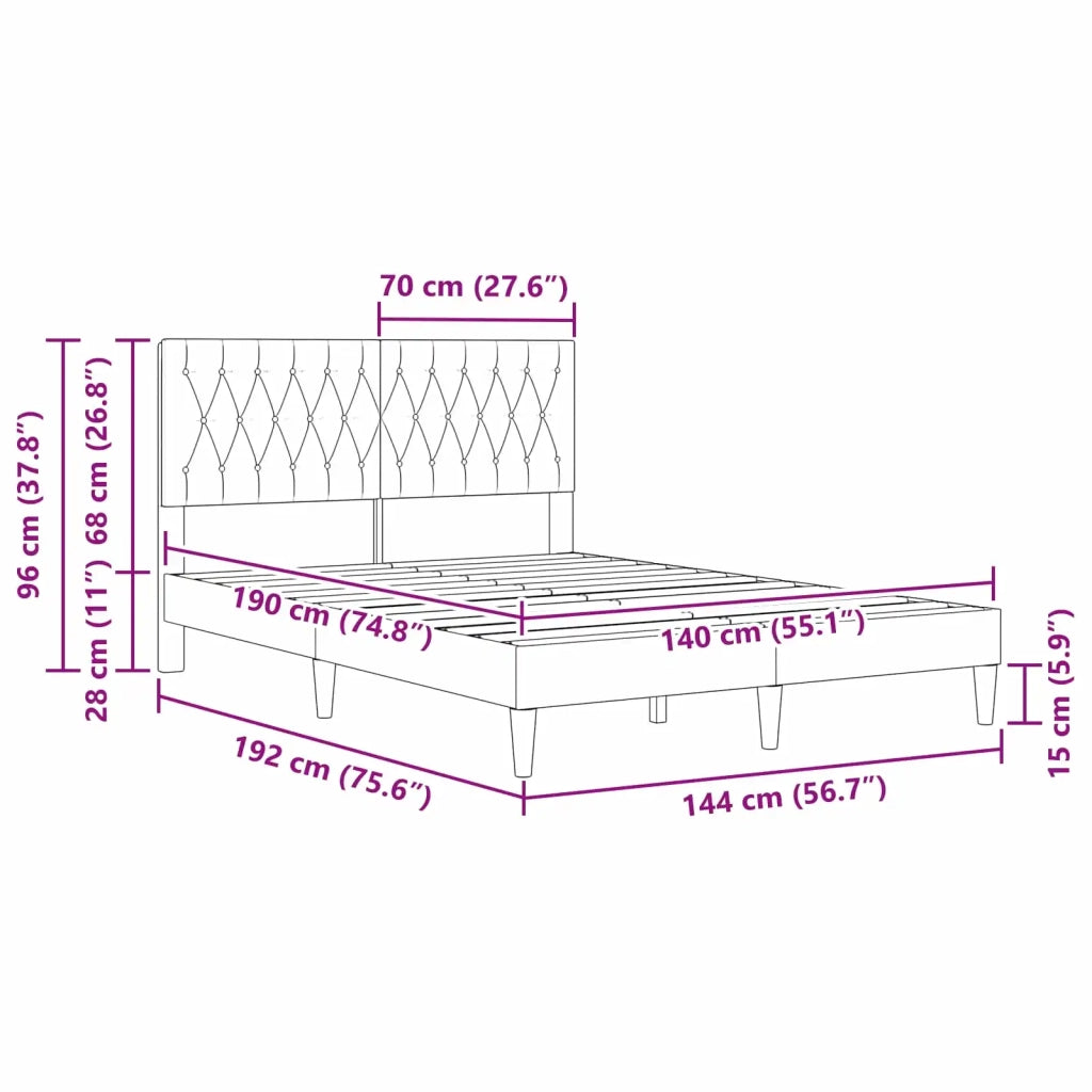 Struttura del letto Grigio Scuro 140 x 190 cm Velluto 42027662