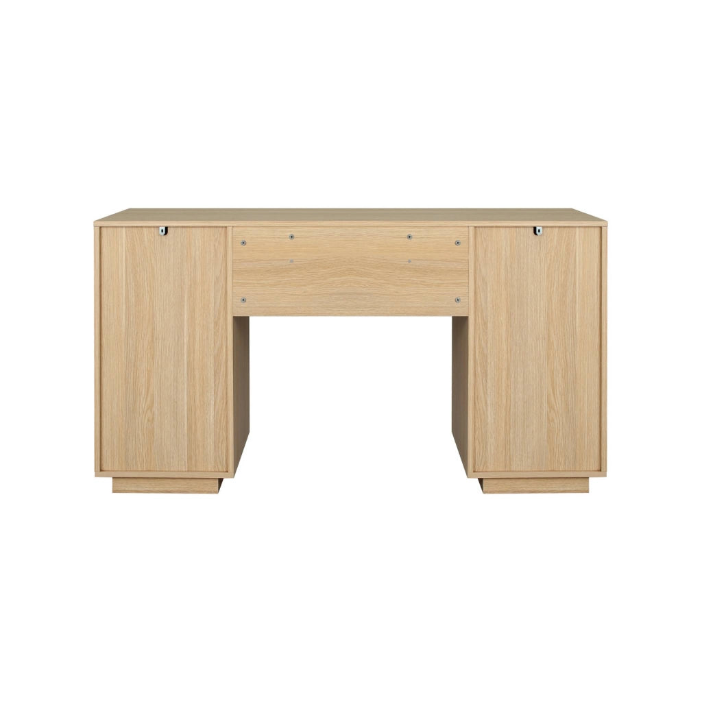 Scrivania decorativa in legno e tessuto 2 ante 2 cassetti 1 nicchia,