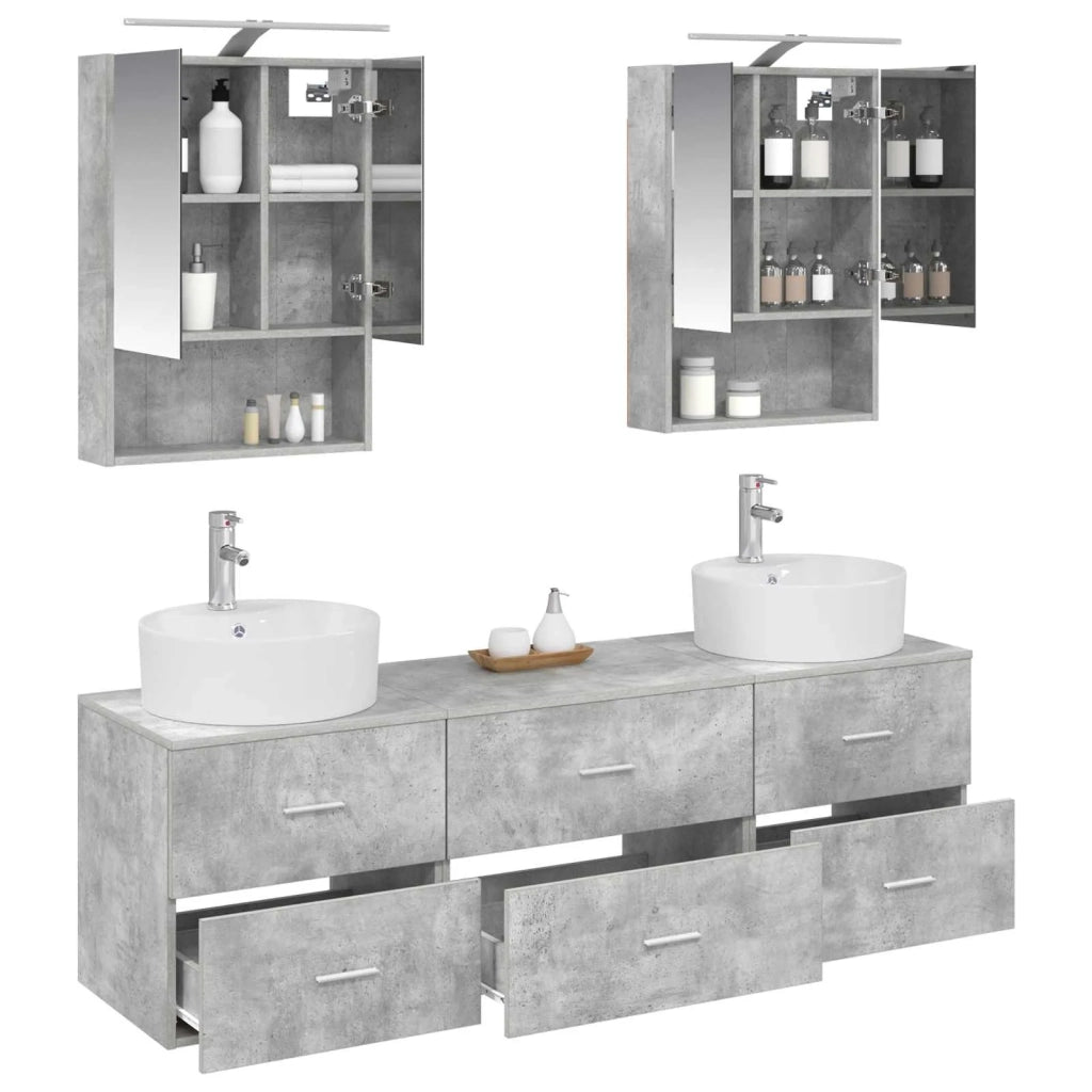 Set di mobili per il bagno 5 pcs Grigio Cemento 3406882