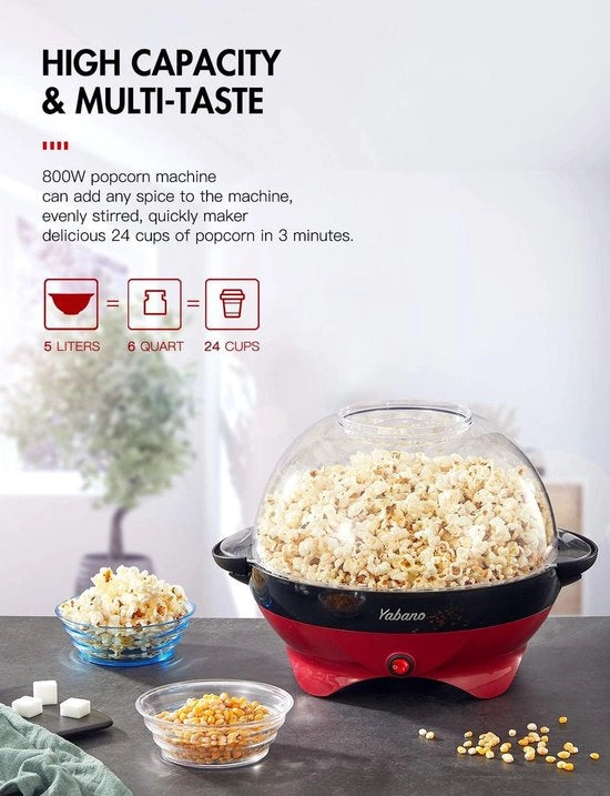 Macchina per Pop Corn per Casa - Con Funzione Zucchero e Olio - Antiaderente e Resistente al Lavastoviglie