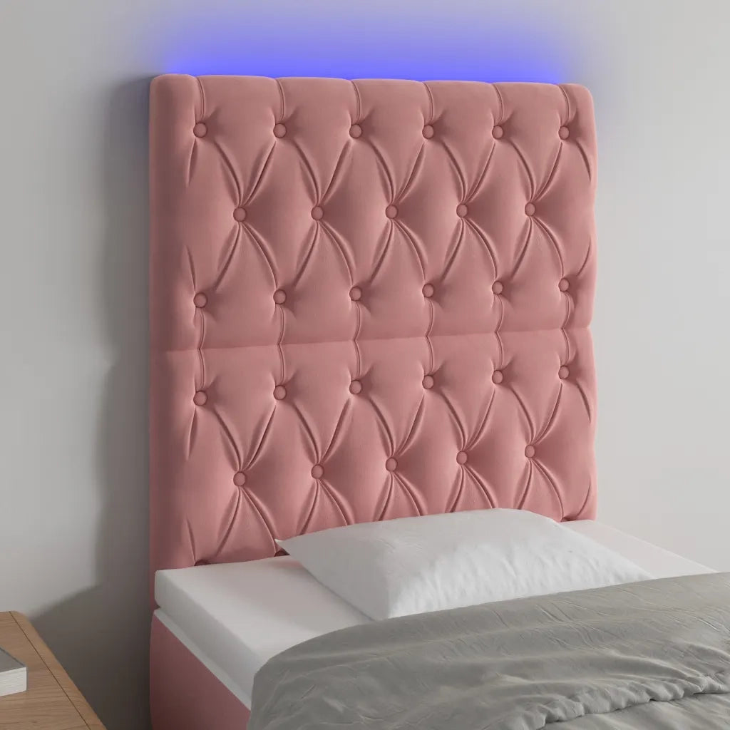 Testiera | Testata a LED Rosa 80x7x118/128 cm in Velluto