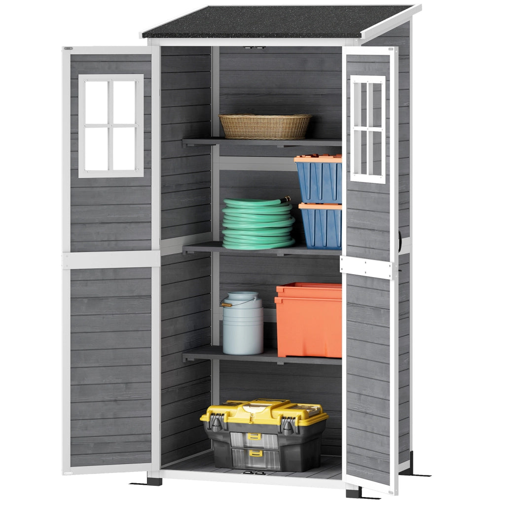 Casetta Attrezzi da Giardino con 2 Finestre ¨C Xylo ¨C Legno di Abete Grigio Chiaro 91x69x192cm