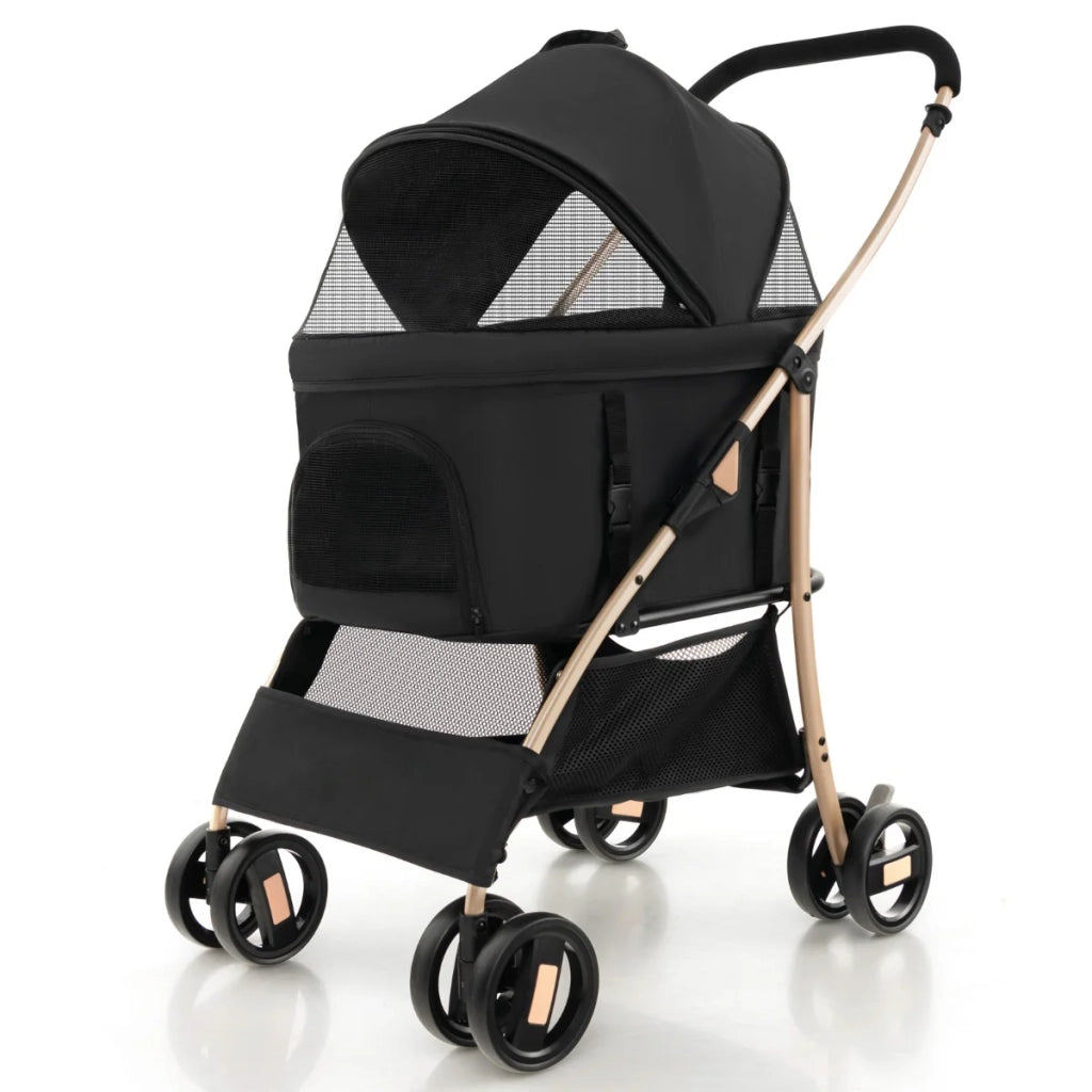 Passeggino 3 in 1 per cani 88 x 48 x 98 cm pieghevole e confortevole stile moderno tessuto Oxford nero 20_0013253
