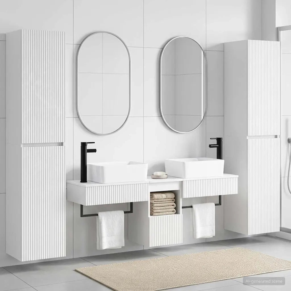 Set di mobili per il bagno 5 pz Bianco Lucido 3406017