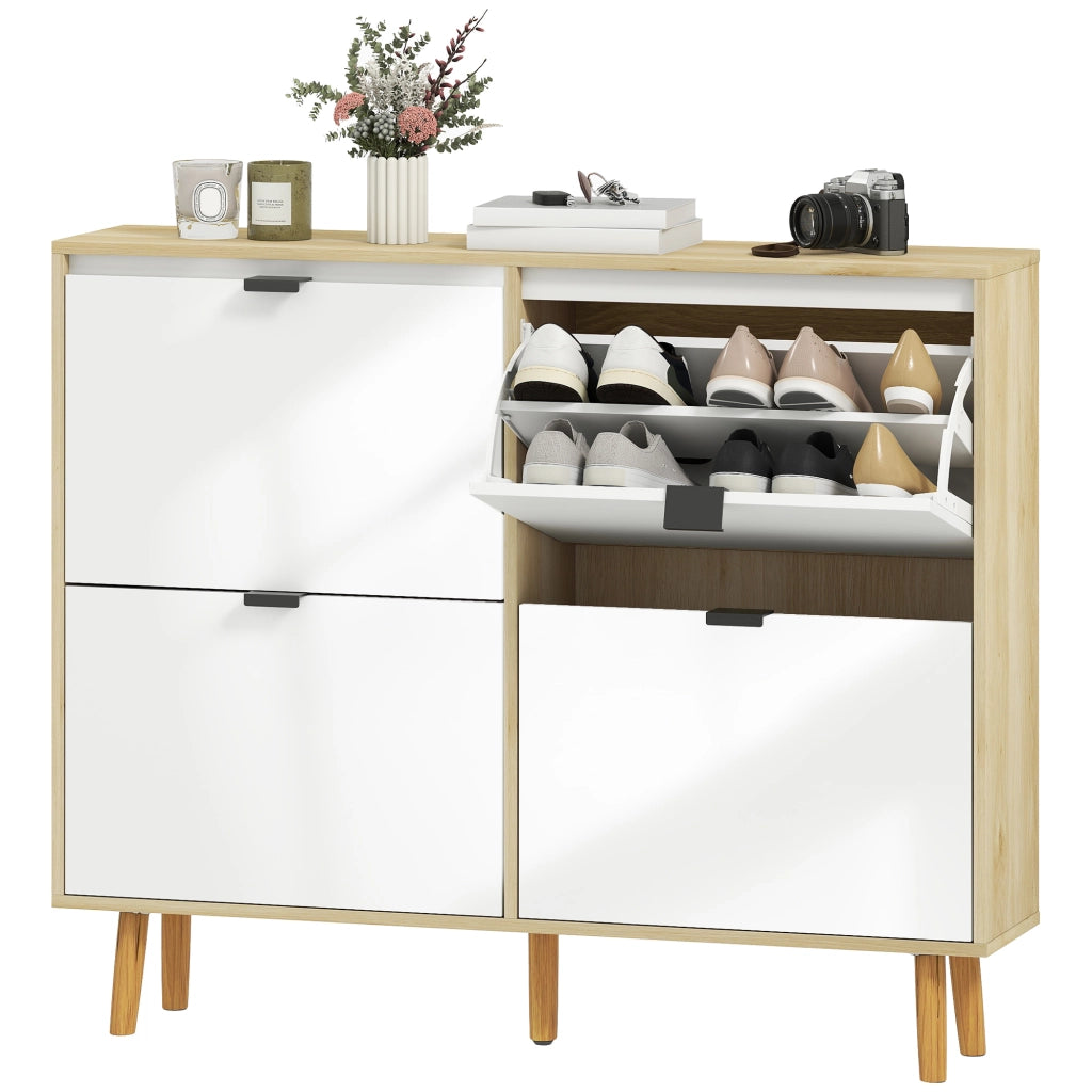Armadio per Scarpe con 4 Ante ¨C zephmum ¨C Bianco Lucido 80x30x100 cm