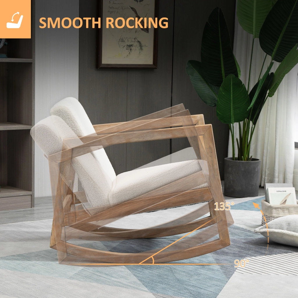 Poltrona dondolo in legno imbottita ¨C Minimal ¨C crema 60x81x71 cm